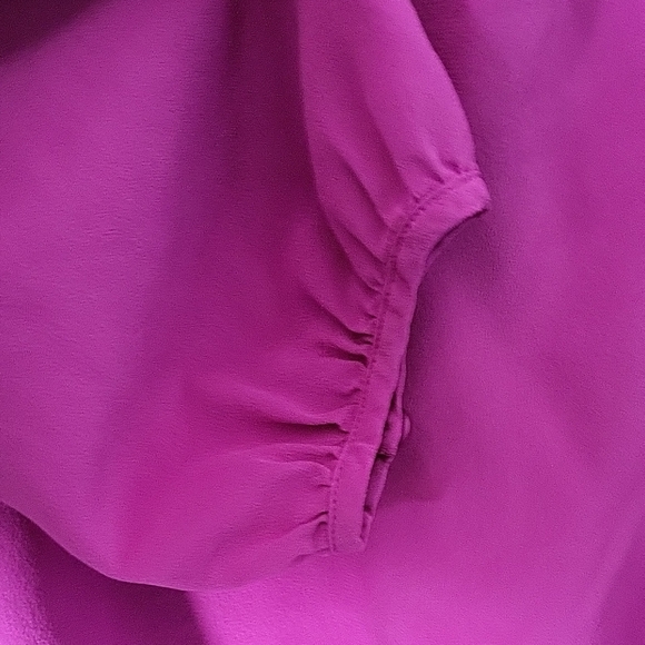 J.Crew Bright Purple Silk Ruffle Blouse Women's Large - Picture 8 of 12